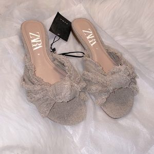 Zara linen knot sandals